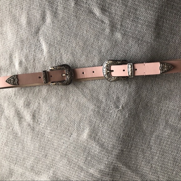 Pink Two Buckles Western Belt- Kendall Jenner Look - Picture 3 of 6
